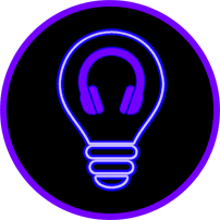 BlackLite Productions logo bulb purple & blue color